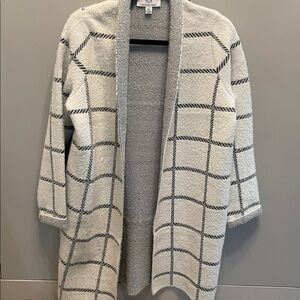 Magaschoni Black and Cream Checkered Cardigan